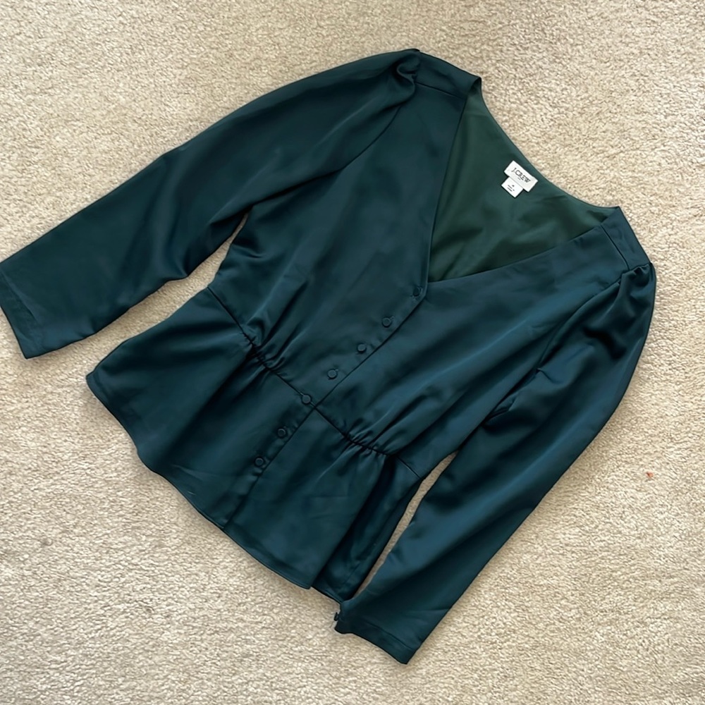 Jcrew size 4 forest green blouse